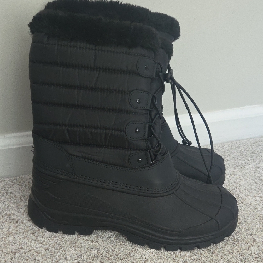 Women's Black Winter & Rain Lace-Up Boots